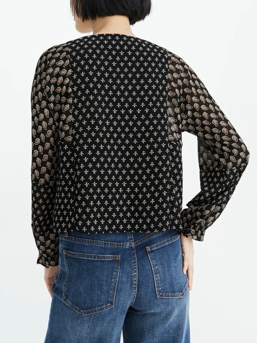 EUC Madewell Sheer-Sleeve Blouse in Brushstroke Paisley Mix Print | Women’s 2X - Picture 15 of 16